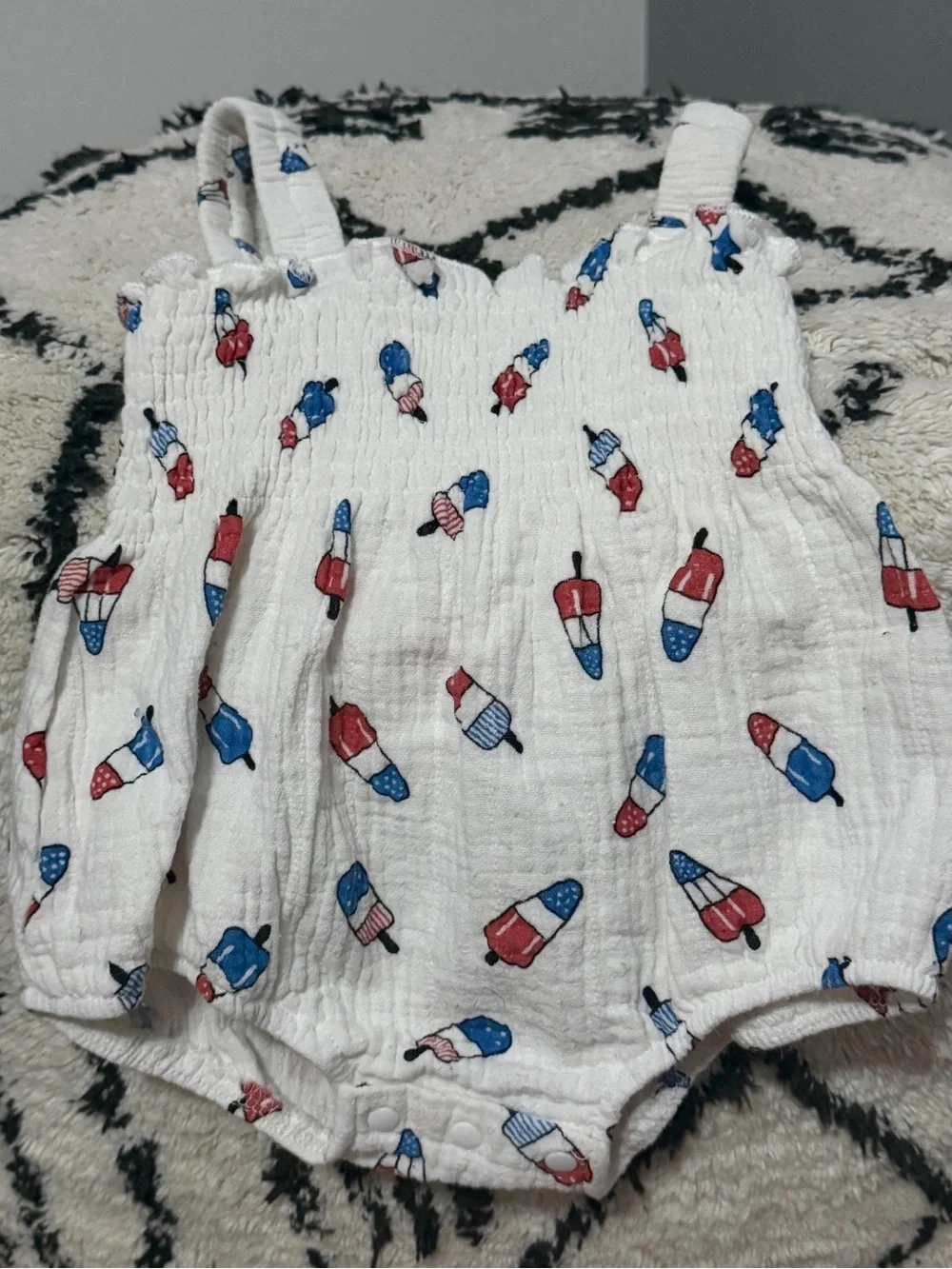 Baby Muslin Patriotic Popsicle Bubble Romper Approx. 18–24 M Red White Blue